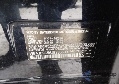 2018 BMW M550I xDrive from USA, damaged, VIN WBAJB9C56JB286580